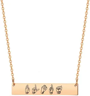 Personalized ASL Name Bar Necklace Custom Sign Language Deaf Jewelry Interpreter Gift