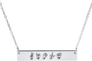 Personalized ASL Name Bar Necklace Custom Sign Language Deaf Jewelry Interpreter Gift