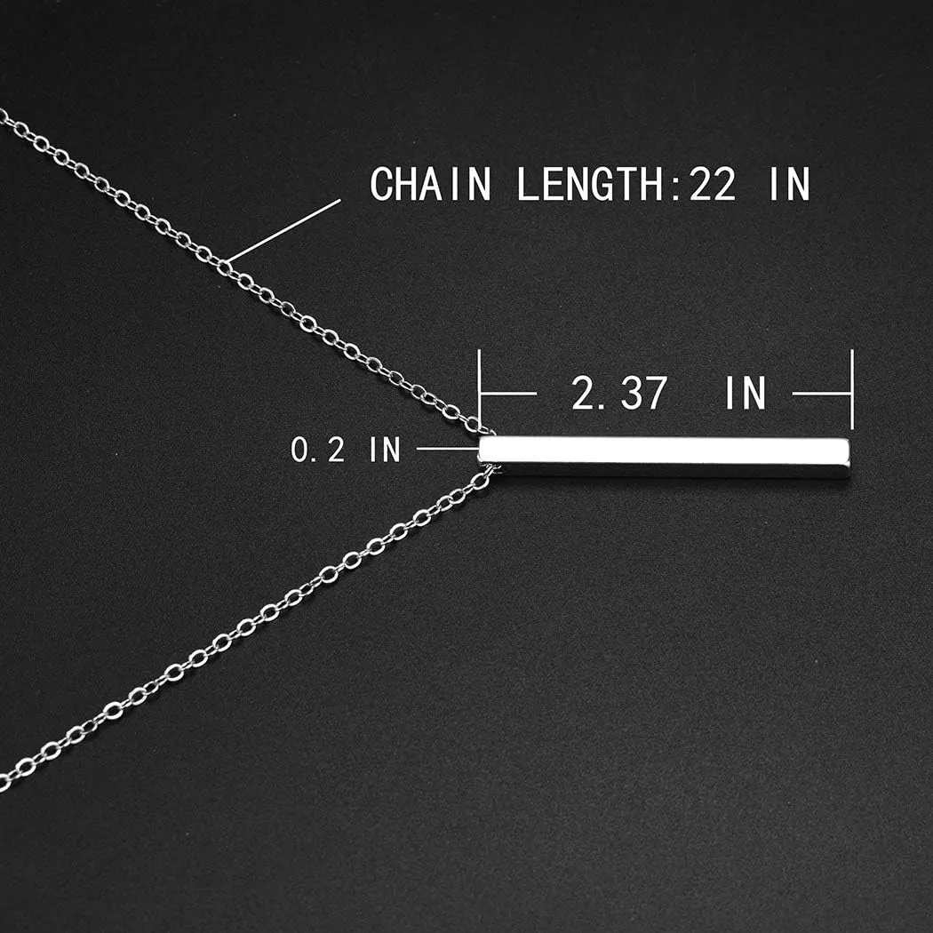 Personalized Bar Name Pendant Necklace Dainty Stainless Steel Necklace Handmade Custom Name Engravable Necklace with Adjustable Chain Gift for Women/Lover/Mom/Daughter