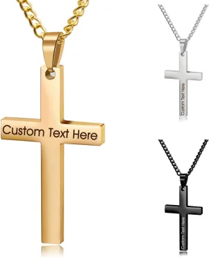Personalized Cross Necklace-Custom Engraved Necklace-Pendant Necklace for Men