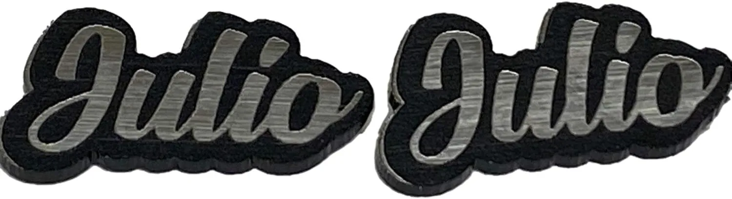 Personalized Custom Black and Silver Posts Studs Earrings Name Plate Laser Cut Design Stunning - Quality, Attractive Fashion Earrings, Made To Order, Any Name or Word - 1 INCH Size, Post Earrings Design