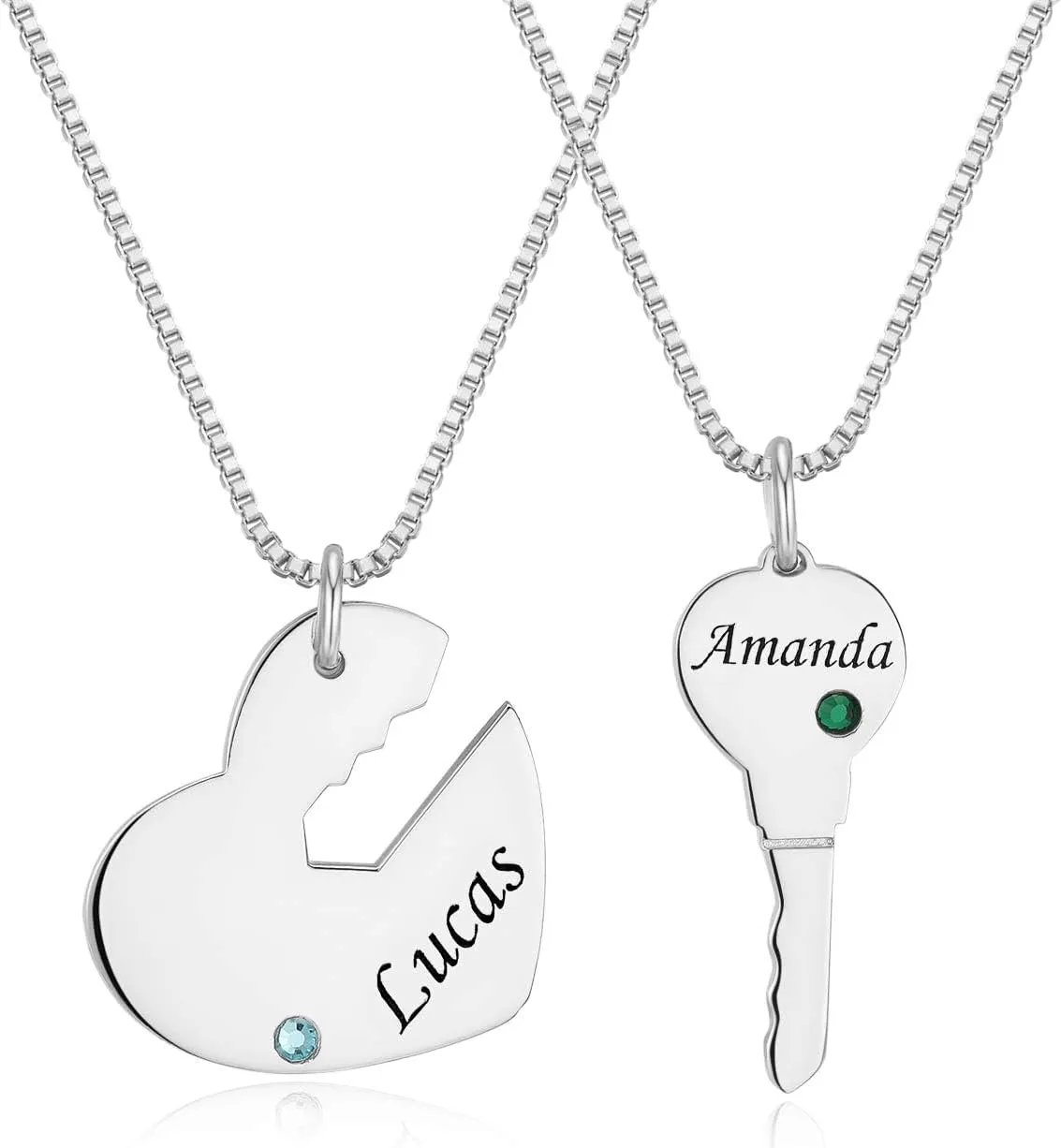 Personalized Engraved Name Pendant Sets for Couple Best Friends Engraved Love Necklace Set Custom Made with Any Name