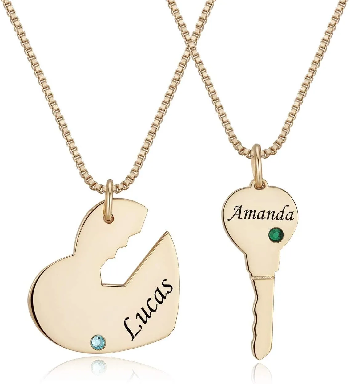 Personalized Engraved Name Pendant Sets for Couple Best Friends Engraved Love Necklace Set Custom Made with Any Name