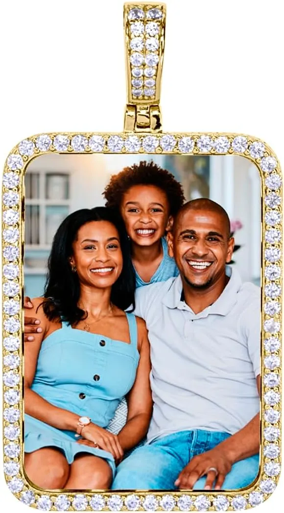 Personalized Engraved Picture Necklace Rectangular Shaped Portrait Pendant with Engraving Custom Photo Pendant/Photo Customized Necklace