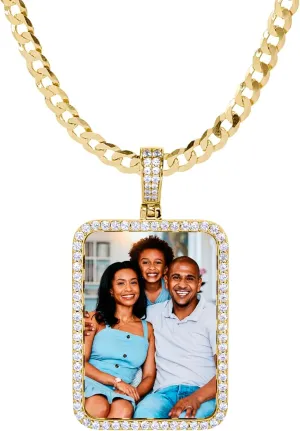 Personalized Engraved Picture Necklace Rectangular Shaped Portrait Pendant with Engraving Custom Photo Pendant/Photo Customized Necklace