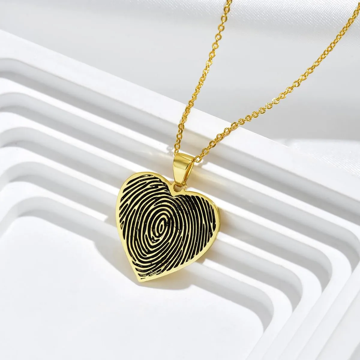 Personalized Fingerprint Necklace Custom Engraved Handwriting Message Pendant Necklace Memorial Necklace for Women Memorial Jewelry Grandma Gift