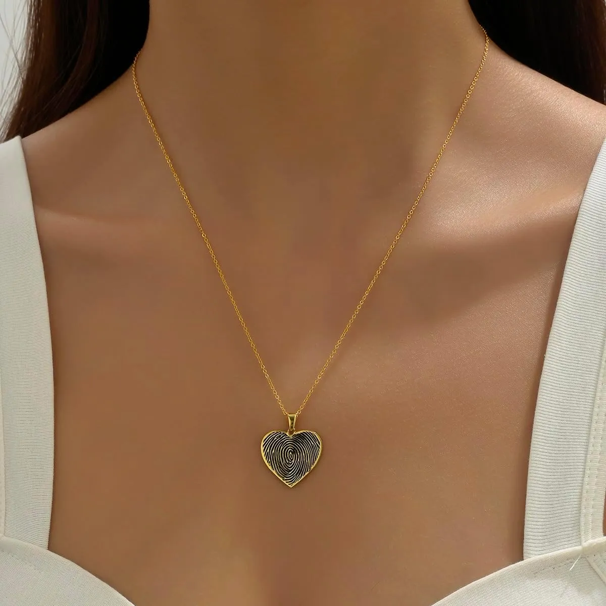 Personalized Fingerprint Necklace Custom Engraved Handwriting Message Pendant Necklace Memorial Necklace for Women Memorial Jewelry Grandma Gift