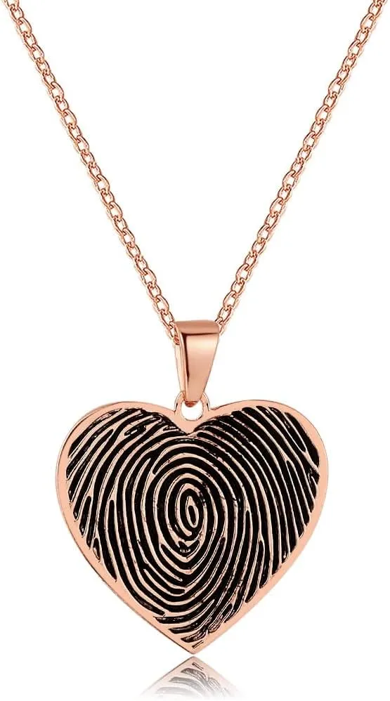 Personalized Fingerprint Necklace Custom Engraved Handwriting Message Pendant Necklace Memorial Necklace for Women Memorial Jewelry Grandma Gift