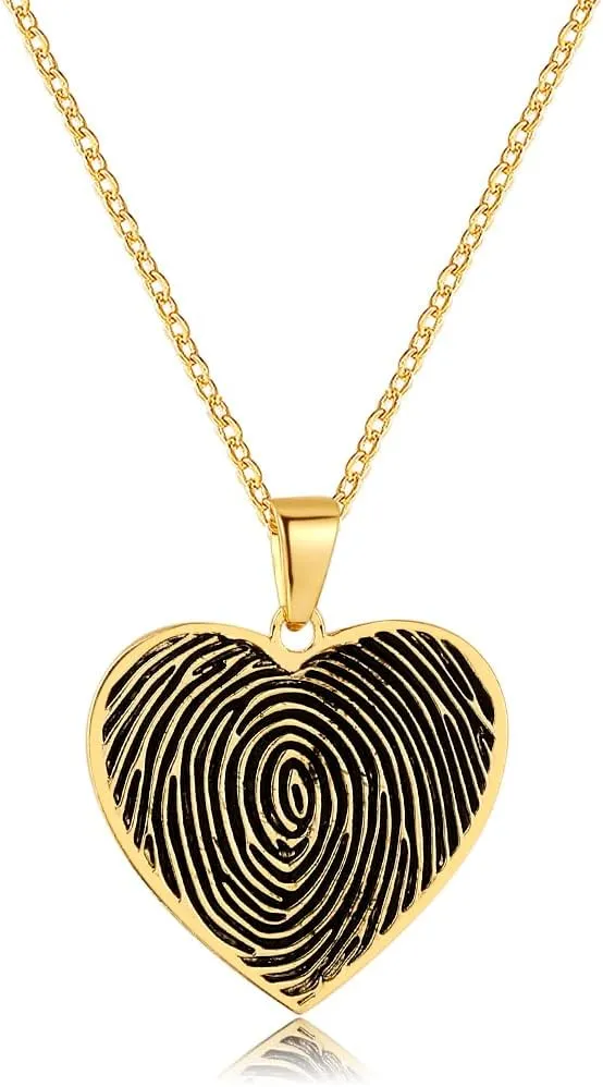 Personalized Fingerprint Necklace Custom Engraved Handwriting Message Pendant Necklace Memorial Necklace for Women Memorial Jewelry Grandma Gift