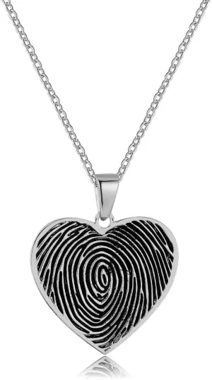Personalized Fingerprint Necklace Custom Engraved Handwriting Message Pendant Necklace Memorial Necklace for Women Memorial Jewelry Grandma Gift