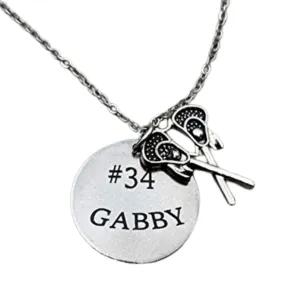 Personalized Girls Lacrosse Stick Charm Necklace, Custom Engraved Lacrosse Jewelry for Female Lacrosse Players, Lax Gift