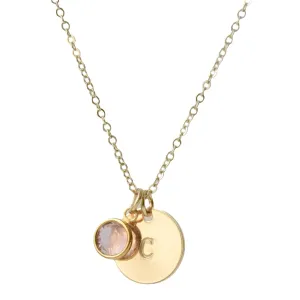 Personalized Initial Necklace, Swarovski Birthstone Necklace, Childrens Birthstone Necklace, Monogram Initial Necklace