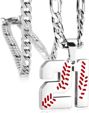 Personalized Jersey Number Necklaces for Mens,Athletes Stainless Steel Sport Number Pendant Chain for Boys Baseball/Softball Team Inspiration Jewelry with Gifts