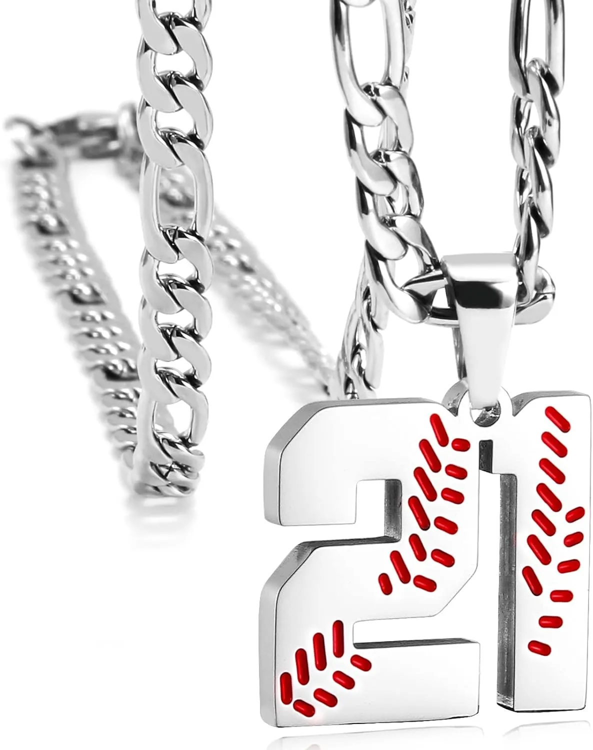 Personalized Jersey Number Necklaces for Mens,Athletes Stainless Steel Sport Number Pendant Chain for Boys Baseball/Softball Team Inspiration Jewelry with Gifts