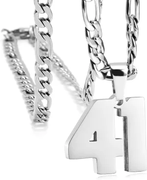 Personalized Jersey Number Necklaces for Mens,Athletes Stainless Steel Sport Number Pendant Chain for Mens Baseball/Basketball/Football Team Inspiration Jewelry with Gifts