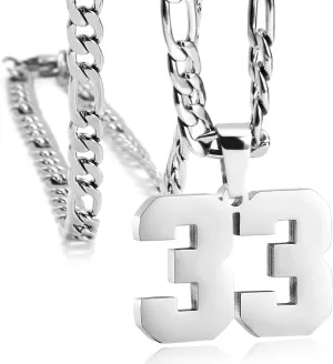 Personalized Jersey Number Necklaces for Mens,Athletes Stainless Steel Sport Number Pendant Chain for Mens Baseball/Basketball/Football Team Inspiration Jewelry with Gifts