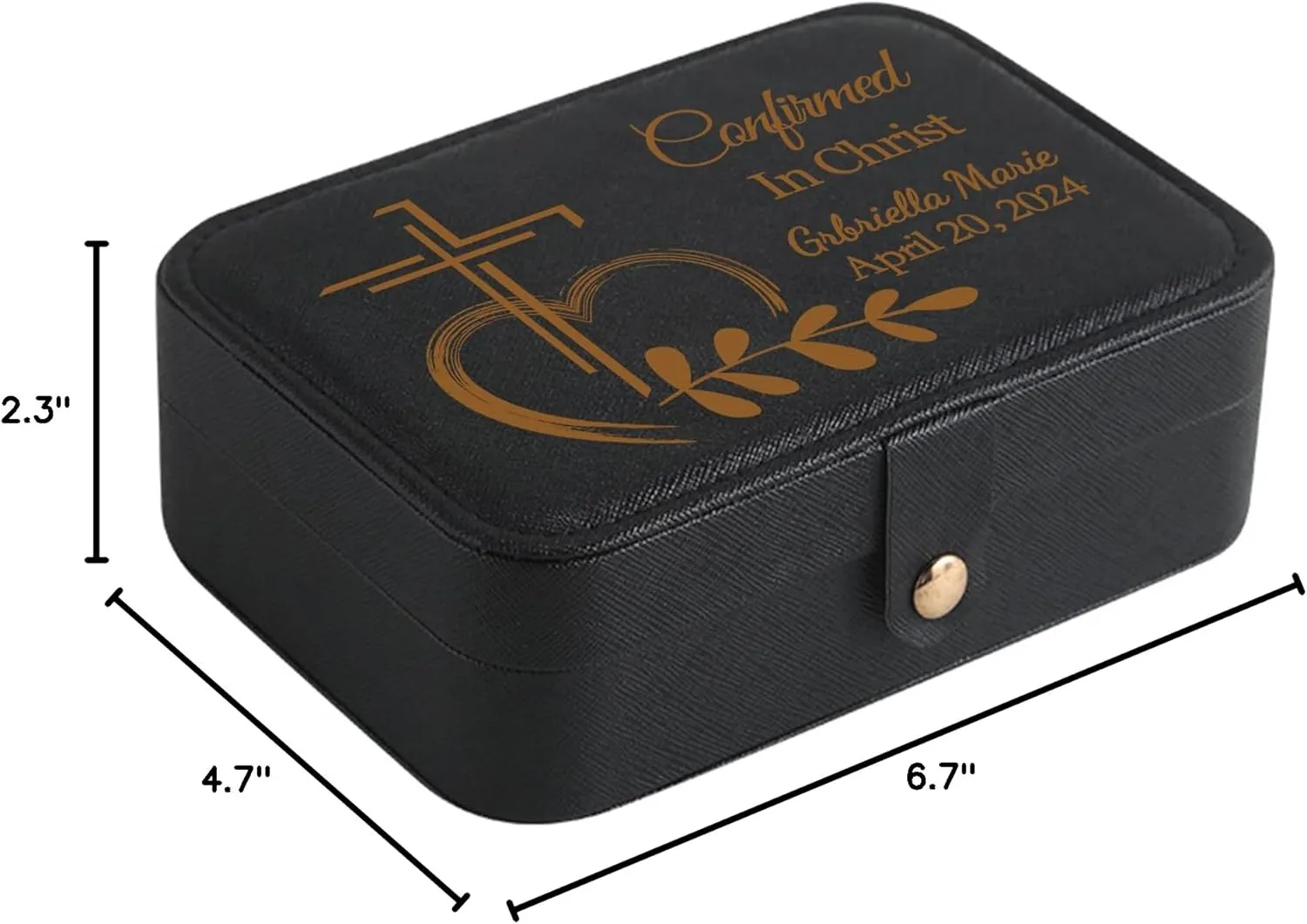 Personalized Jewelry Box Organizer Custom Name Date Cross - Confirmation Gift for Teen Girls & Women