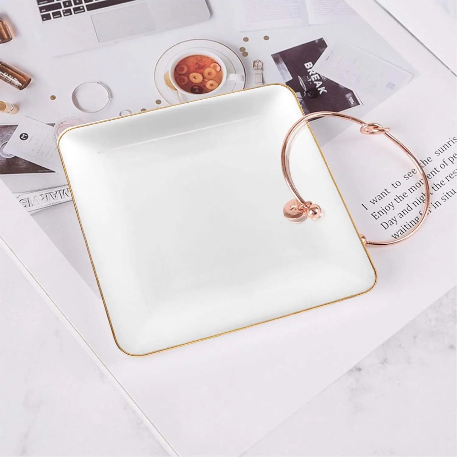 Personalized Jewelry Tray Dish Custom Ring Dishes for Women Ceramic Trinket Trays Design Name Image Earring Dishes, Valentines Wedding Birthday Gifts for Best Friend Couple