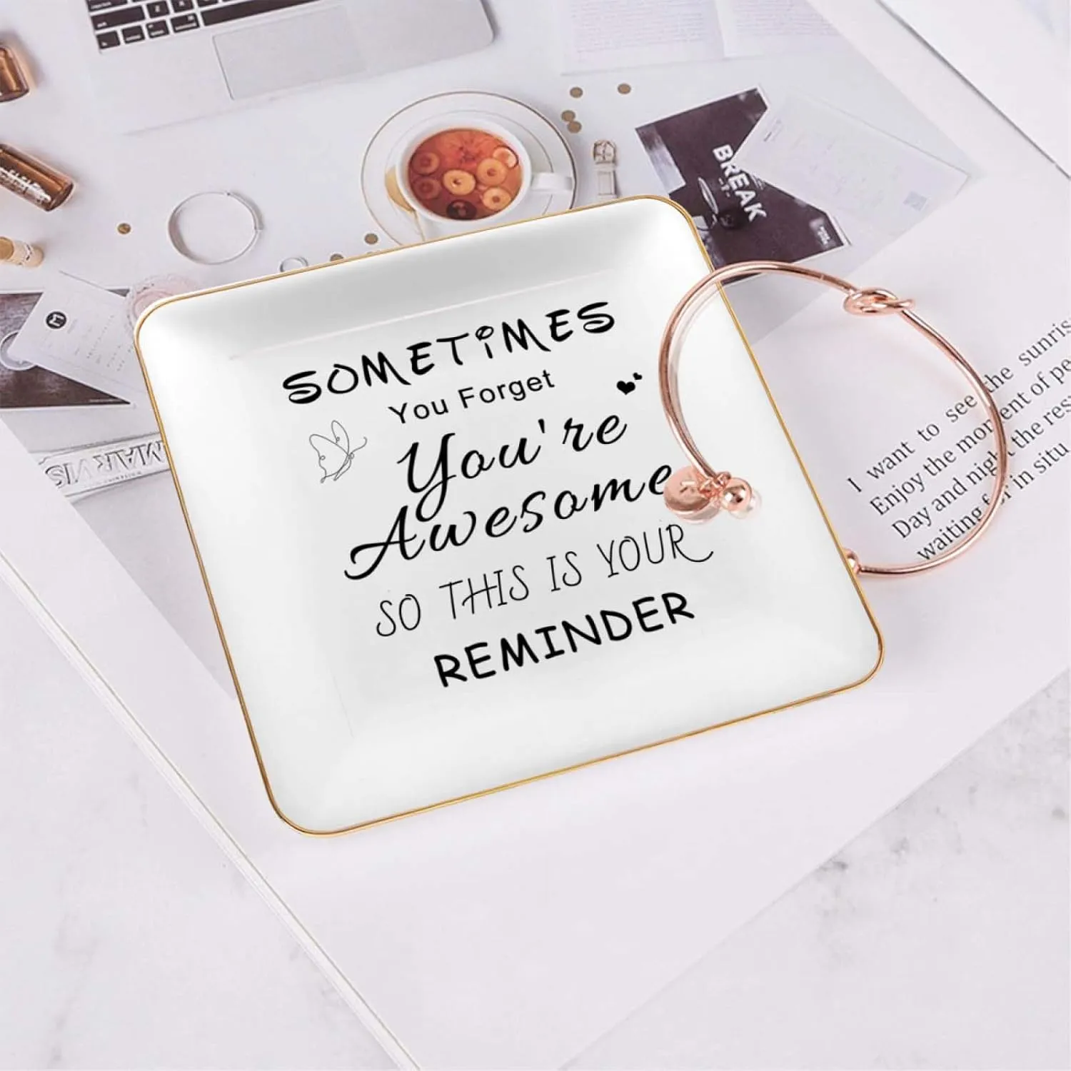 Personalized Jewelry Tray Ring Dish Ceramic Trinket Trays You Are Awesome Custom Earring Dishes for Him Her Customized Graduation Wedding Valentines Birthday Gifts for Daughter Friends