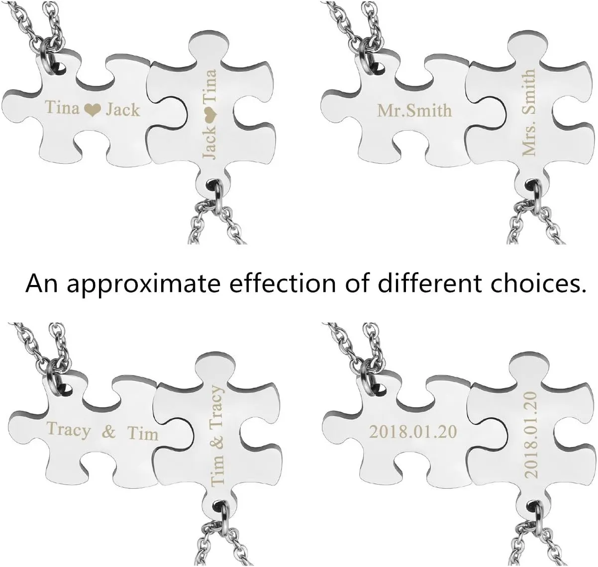 Personalized Master Custom Stainless Steel Jigsaw Puzzle Matching Pendant Couples Keychain for His and Hers