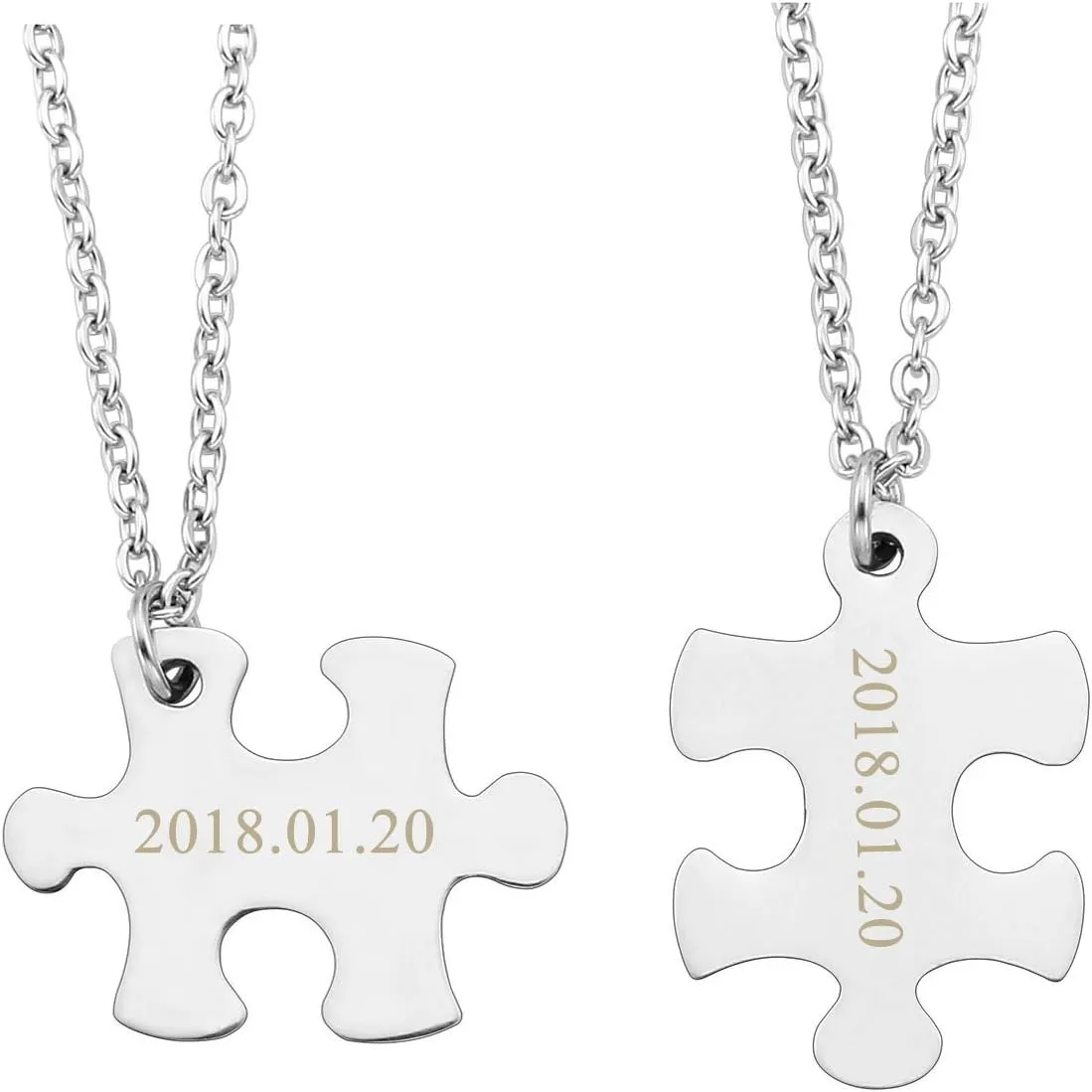 Personalized Master Custom Stainless Steel Jigsaw Puzzle Matching Pendant Couples Keychain for His and Hers