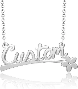 Personalized Name Plate Customize Flower April Name Necklace