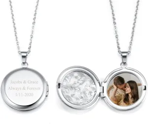 Personalized Photo Image Locket Pendant Round Locket Necklace That Holds Picture Custom Mothers Neclace with Any Memory Photo Locket Necklace Gifts for Mom