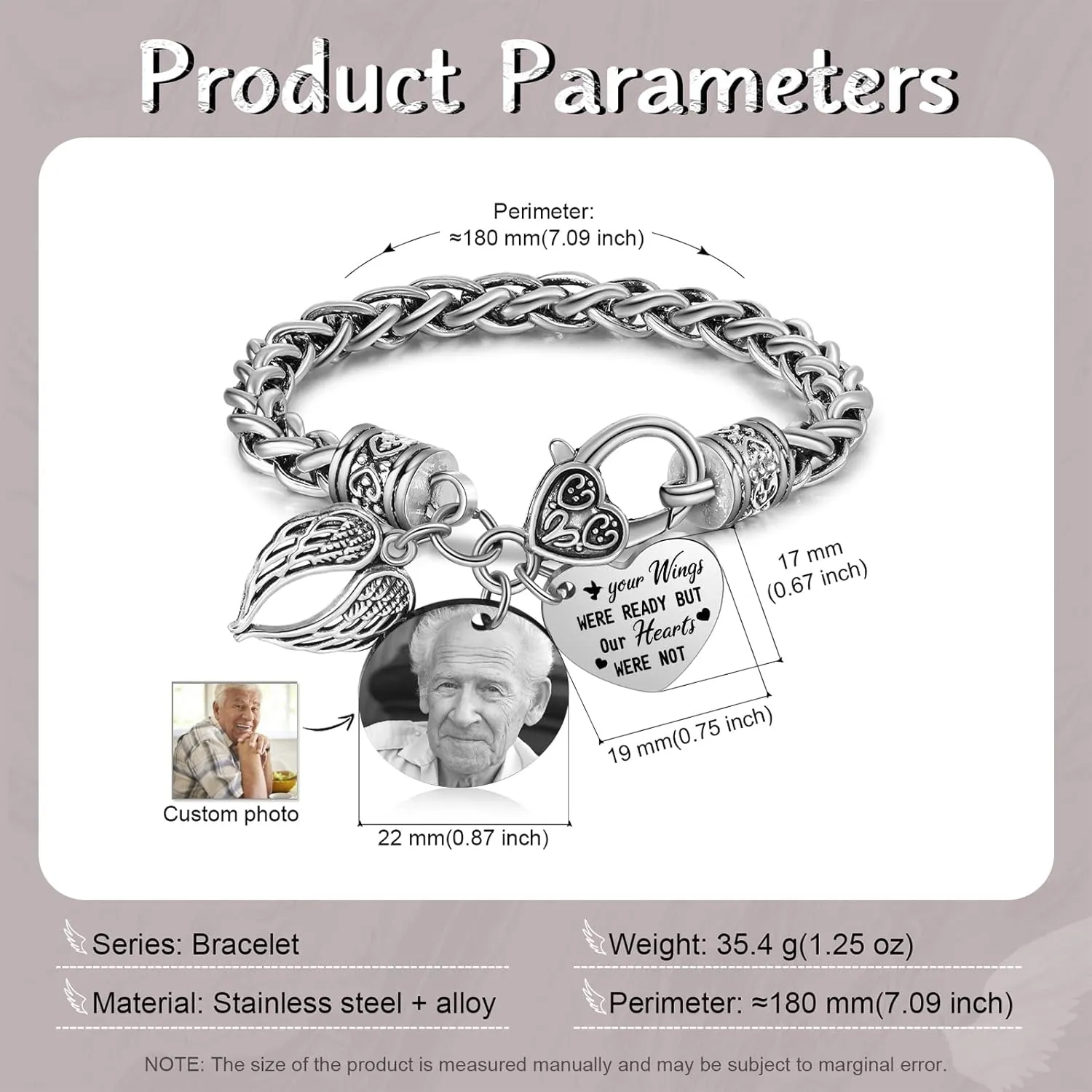 Personalized Photo Memory Bracelets for Women & Men - Customized Picture Bracelets for Loss of Loved Ones - Memorial Keepsake Jewelry