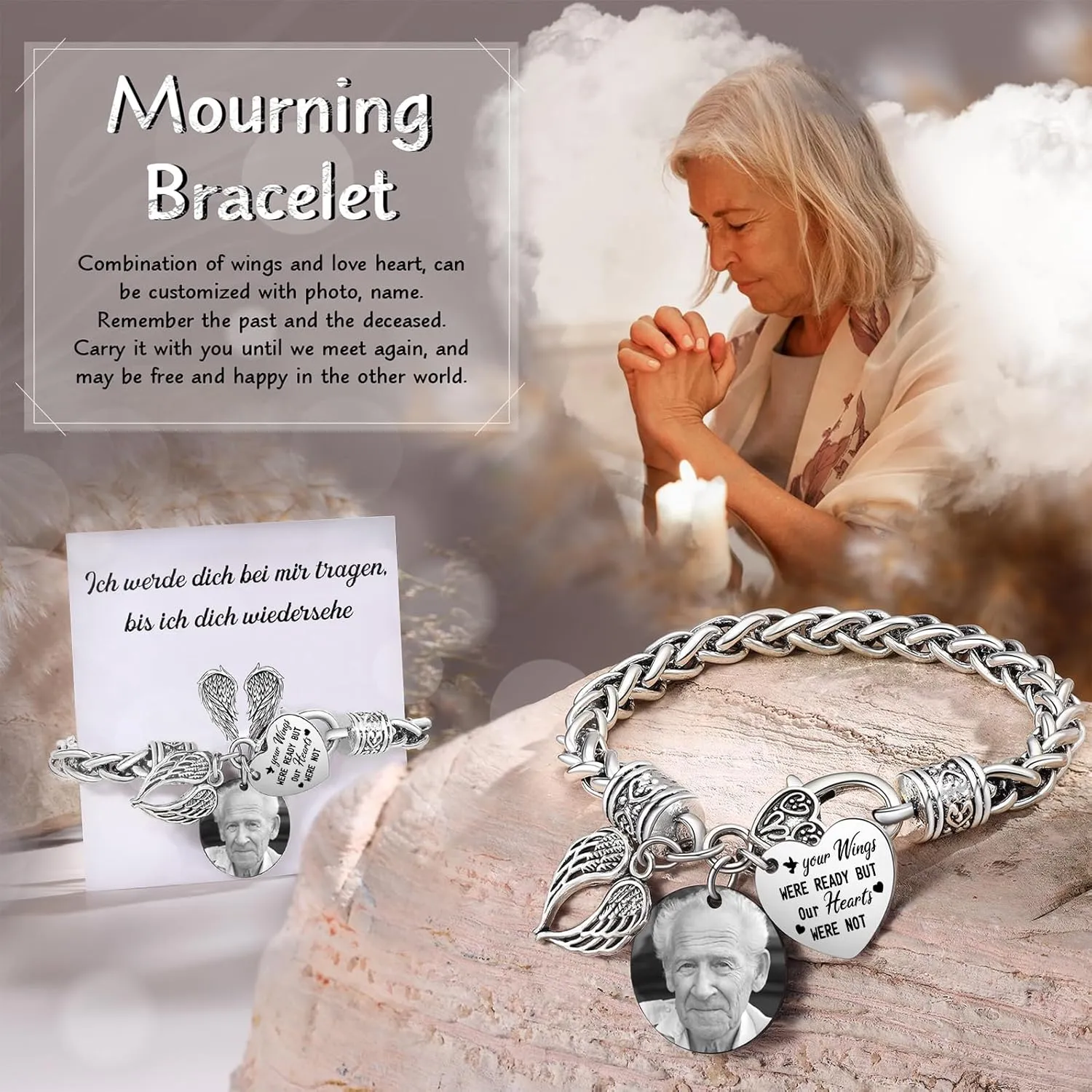 Personalized Photo Memory Bracelets for Women & Men - Customized Picture Bracelets for Loss of Loved Ones - Memorial Keepsake Jewelry