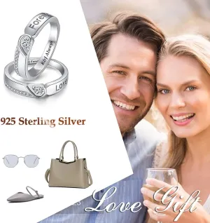 Personalized Wedding Band 925 Sterling Silver Two Matching Couple Rings for him and her set Custom Engraved Promise Rings