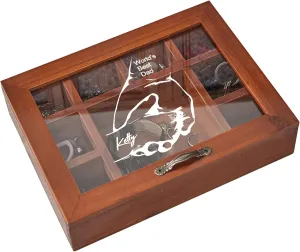 Personalized Wooden Jewelry Box Organizer for Men Custom Gifts for Dad Husband Grandpa Boyfriend Customized Watch Jewelry Storage Box with Initial Name, Gifts for Fathers Day Birthday Anniversary