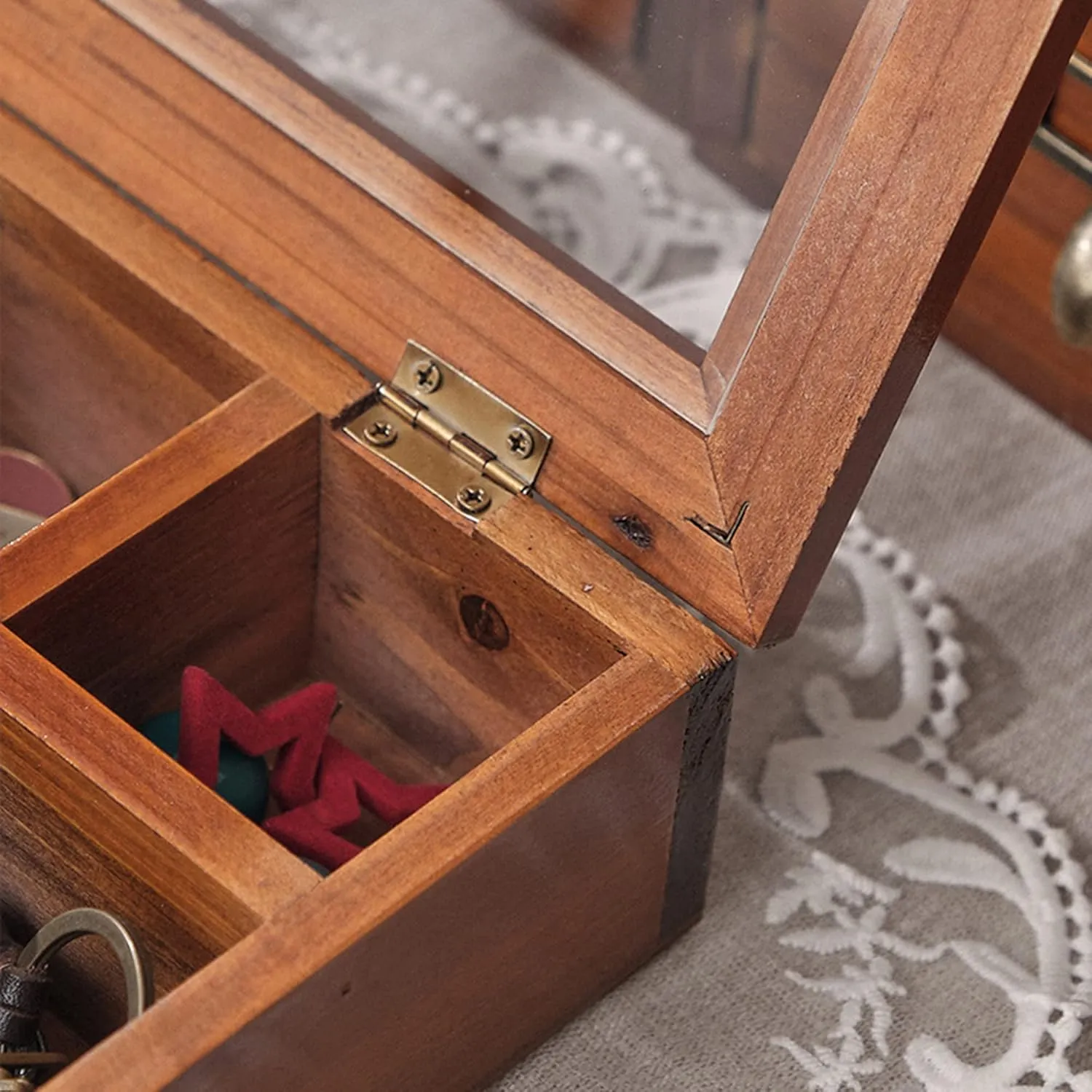 Personalized Wooden Jewelry Box Organizer for Men Custom Gifts for Dad Husband Grandpa Boyfriend Customized Watch Jewelry Storage Box with Initial Name, Gifts for Fathers Day Birthday Anniversary