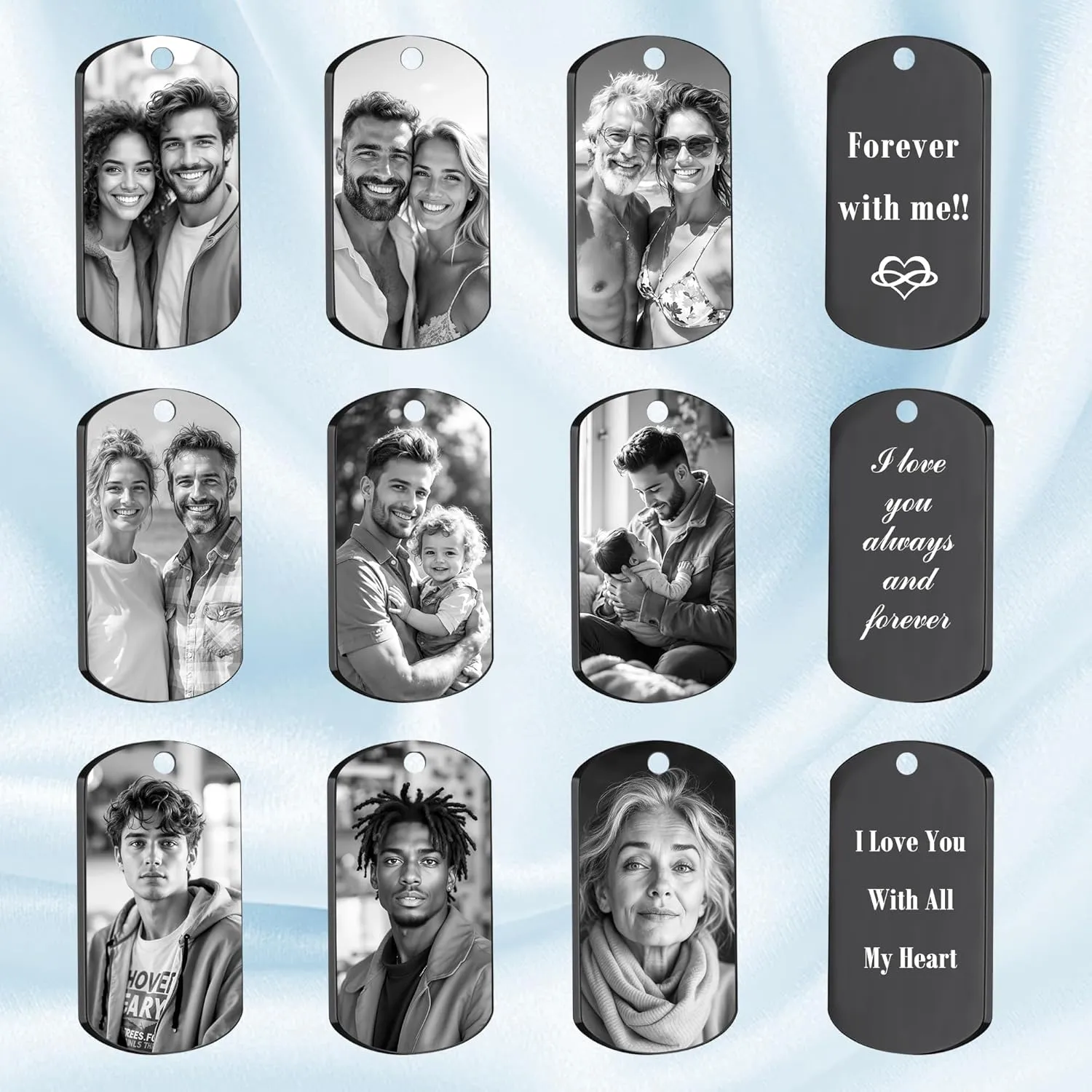 Picture Necklace Personalized Photo for Men - Custom Engraved Photo & Text Dog Tag Pendant for Boyfriend, Husband, Dad - Birthday, Valentine's Day, Fathers Day Gift