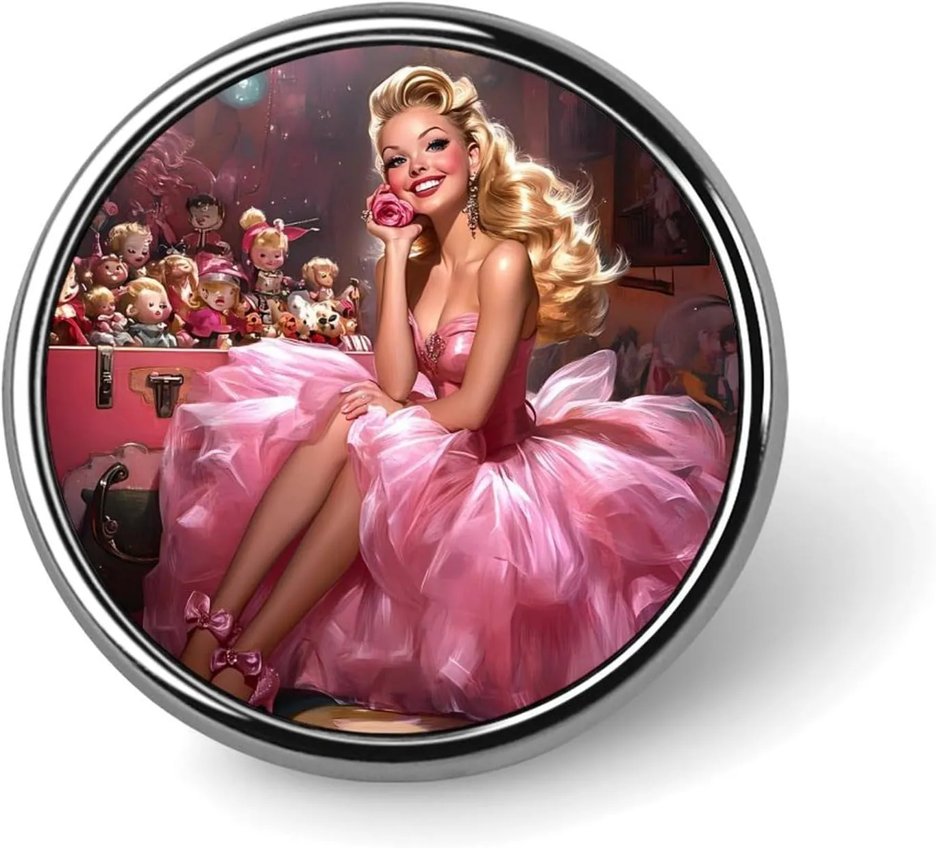 Pin Up Girl Print Round Badge Cute Brooch Pins Button Badges for Backpack Jackets Hats Decor