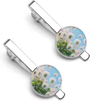 Pink Dandelion Tie Clip Classic Necktie Bar Pinch Clothing Accessories for Wedding Party Business