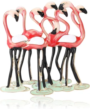 Pink Flamingo Brooch Lapel Pin Animal Bird Enamel Pins for Women Girls Cute Sweater Hat Dress Suit Tie Clothes Accessories Brooches Jewelry Christmas Valentines Day Gifts