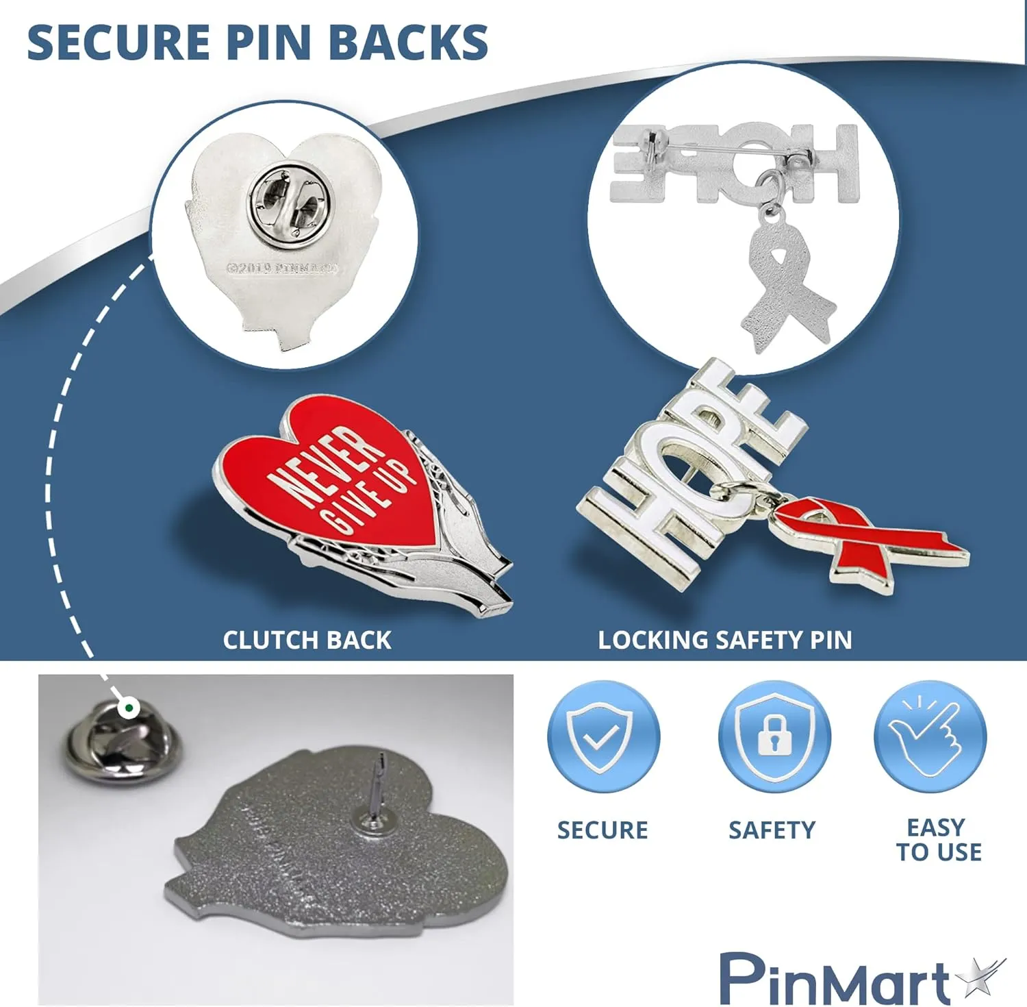 PinMart Heart Disease Awareness Enamel Lapel Pin  Nickel Plated Red Ribbon Pin  Support Heart Health  Jewelry Brooch with Secure Clutch Back