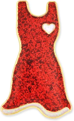 PinMart Heart Disease Awareness Enamel Lapel Pin  Nickel Plated Red Ribbon Pin  Support Heart Health  Jewelry Brooch with Secure Clutch Back