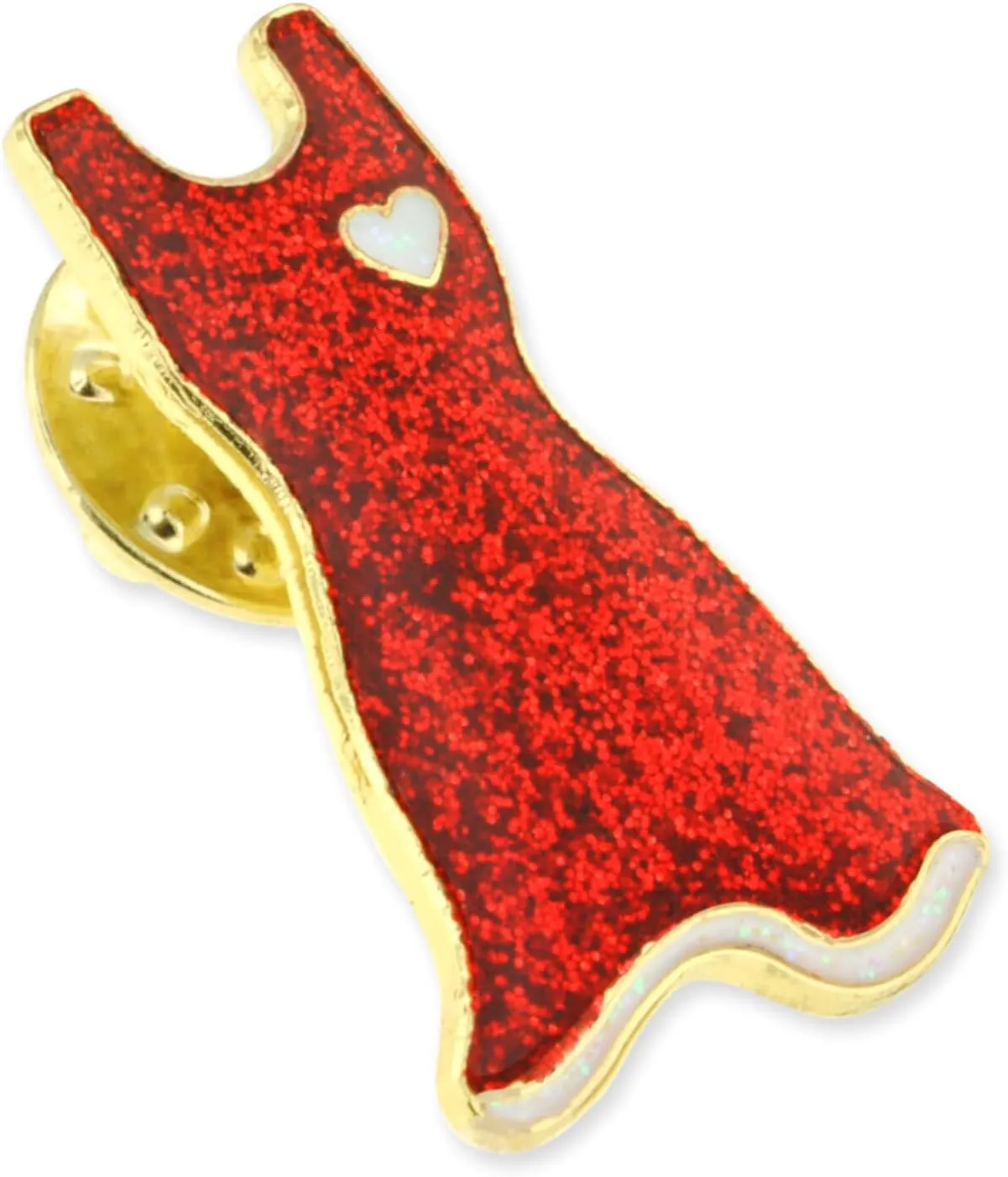 PinMart Heart Disease Awareness Enamel Lapel Pin  Nickel Plated Red Ribbon Pin  Support Heart Health  Jewelry Brooch with Secure Clutch Back