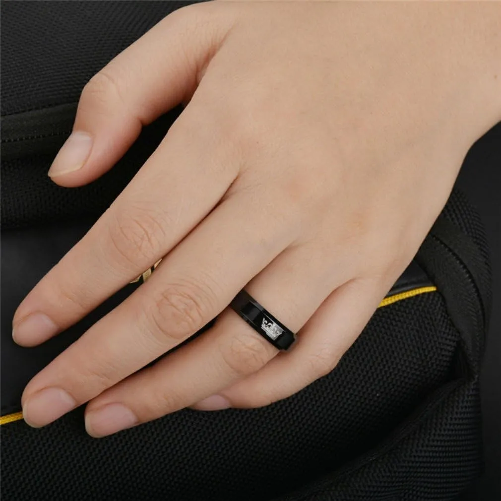Promise Rings For Couples Her King His Queen Black Titanium Stainless Steel Eternity Engaged Wedding Anniversary Matching Couples Rings For Him And Her Set