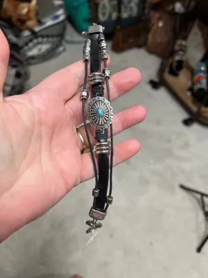 PU Leather Concho Duo Bracelet with Magnetic Clasp