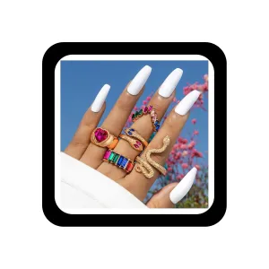 Punk Snake Knuckle Ring Set Stacking Crystal Snake Heart Rings Multiple Stackable Diamond Serpent Joint Finger Rings Gold Snake Index Midi Rings Jewelry for Women