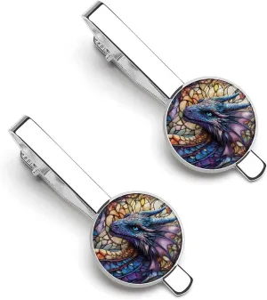 Purple Dragon Men's Tie Clip Tie Bar Round Tie Clasp Classic Tie Tack Pins Jewelry Accessories