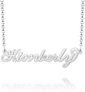 Q&Locket 925 Sterling Silver Classic Personalized Custom Name Necklace Script Initial Nameplate Necklaces Gifts for Womens KIMBERLY