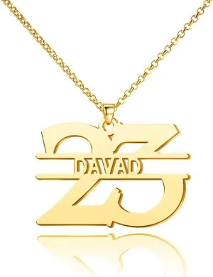 Q&Locket Number Necklaces for Athletes Personalized Name Necklace Lucky Sports Jersey Number Chain Custom Pendant Jewelry for Boys Men Girls Womens