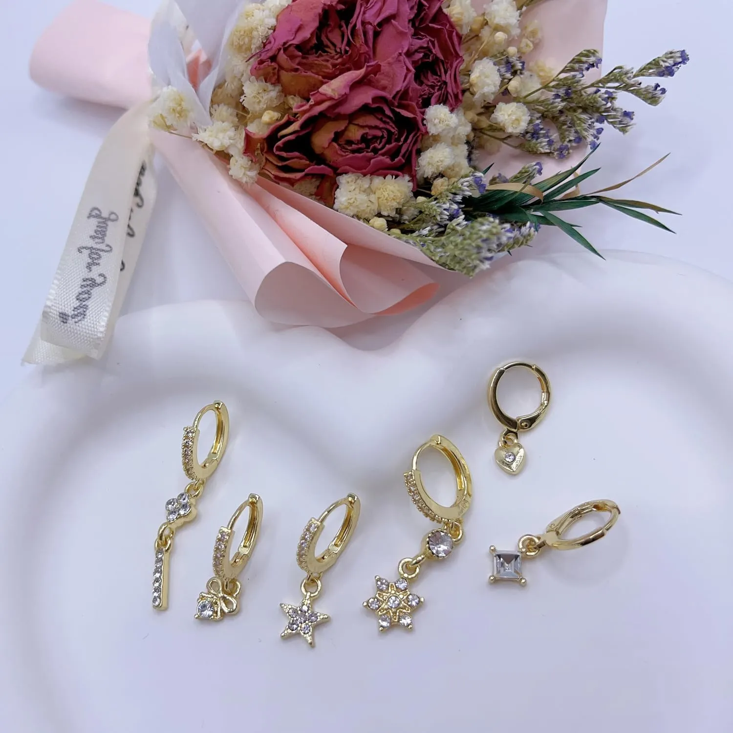 QINGANRAN Gold Knot Hoop Earrings for Women 14K Gold Plated Two Tone Pearl Hoop Cubic Zirconia Drop Earrings Jewelry