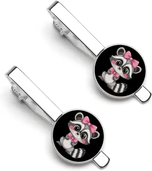 Raccoon Men's Tie Clip Tie Bar Round Tie Clasp Classic Tie Tack Pins Jewelry Accessories