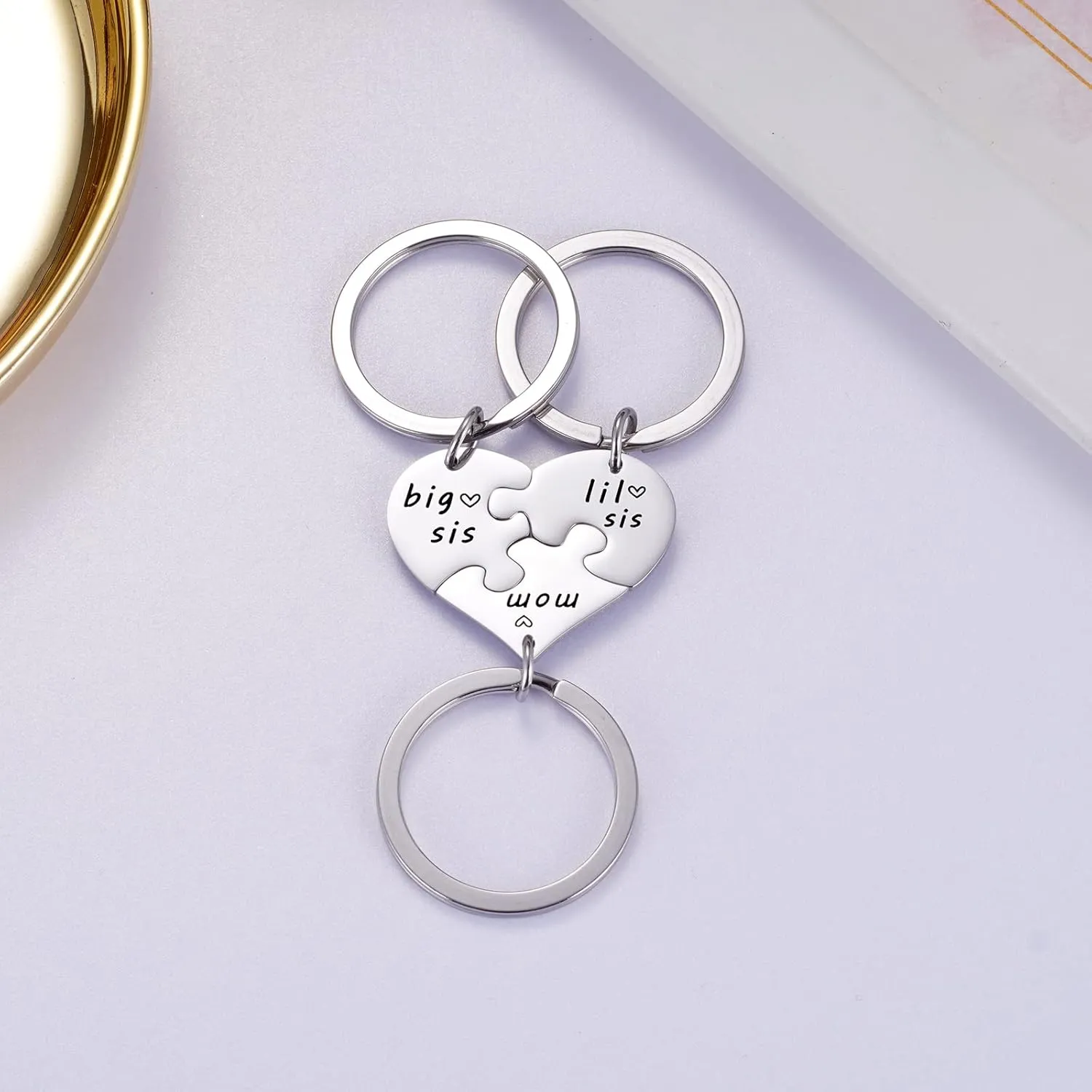 Ralukiia 3PCs Mother and Daughter Heart Puzzle Piece Necklace Set, Sis Family Jewelry for Mother's Day