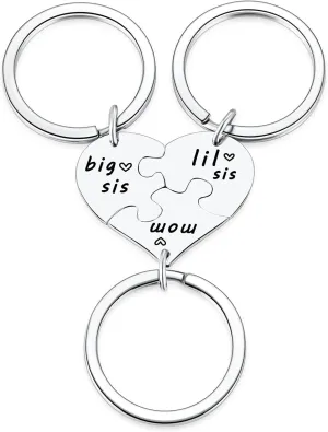 Ralukiia 3PCs Mother and Daughter Heart Puzzle Piece Necklace Set, Sis Family Jewelry for Mother's Day