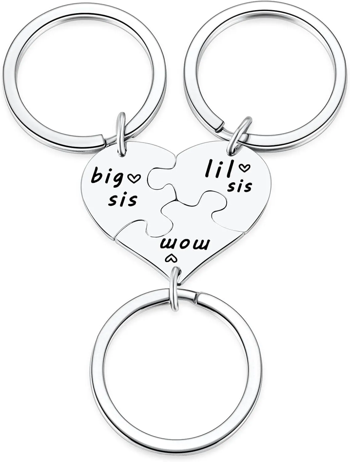 Ralukiia 3PCs Mother and Daughter Heart Puzzle Piece Necklace Set, Sis Family Jewelry for Mother's Day